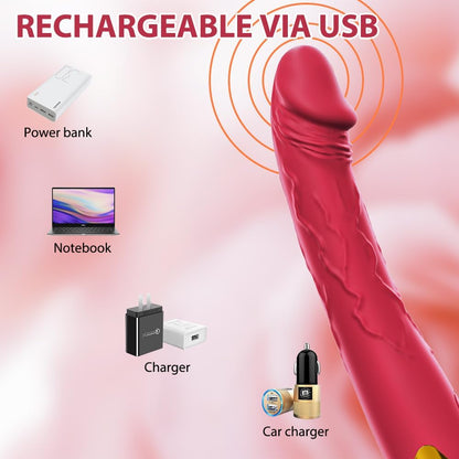 7.6 Inch Lifelike Dildo Vibrator Women 10 Vibration Modes Clitoral Gspot Waterproof Rose Sex Toy