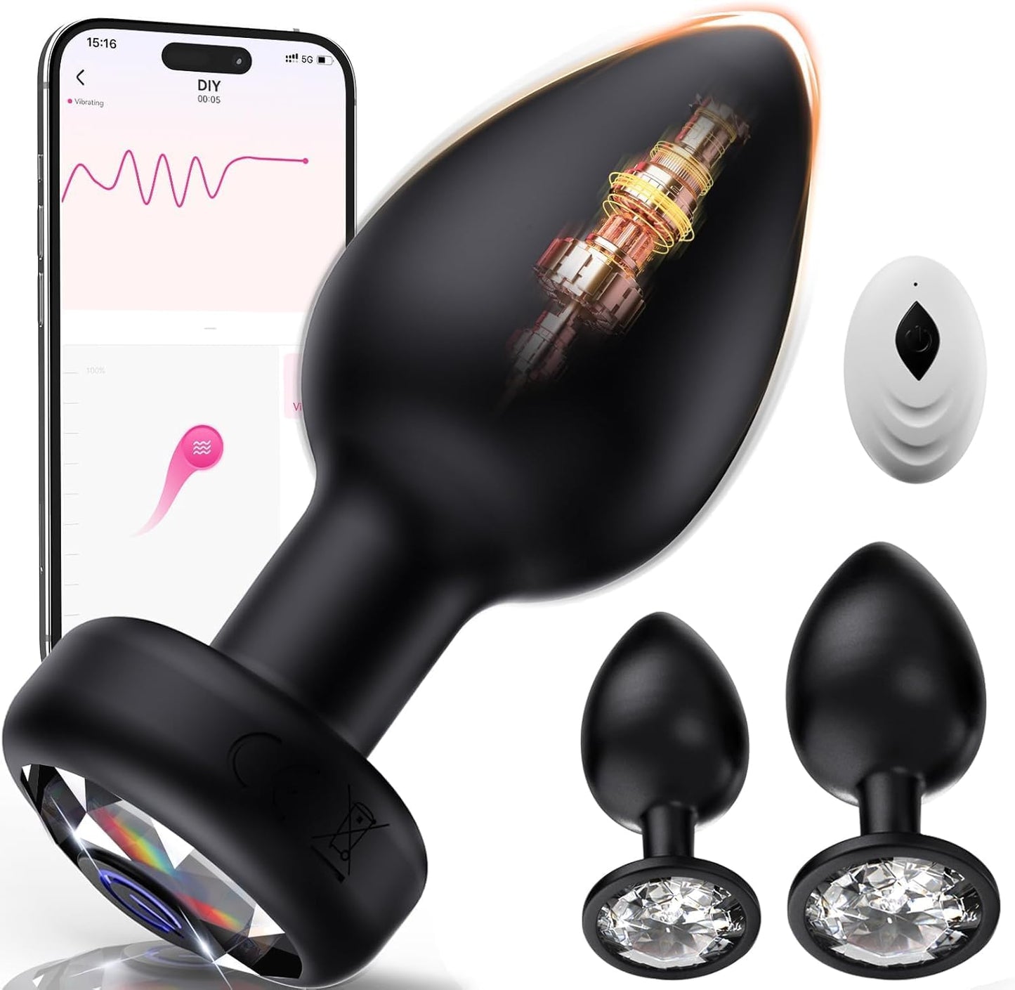 Vibrating Anal Plug 3PCS Silicone Set Remote Control 10 Vibe Modes Adult Sex Toys for Men Prostate Massager