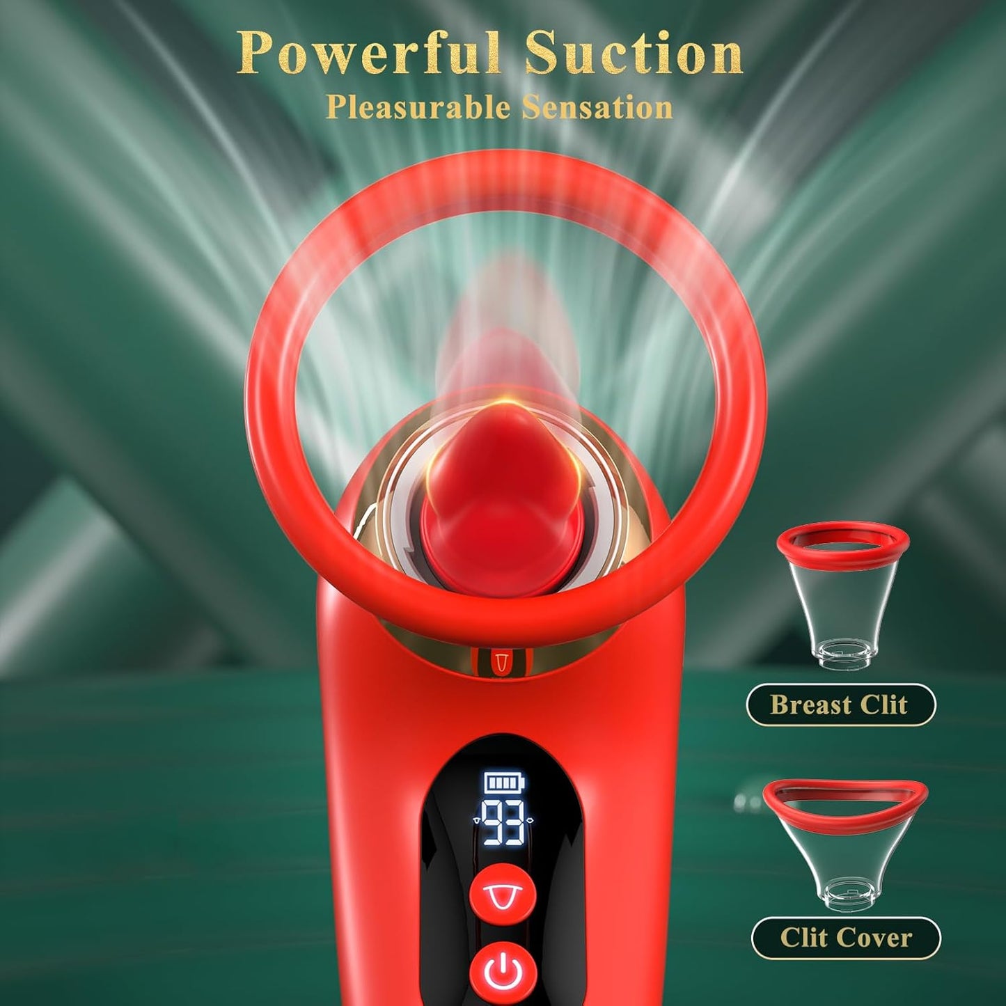 Women's Vibrator Adult Sex Toys 5IN1 Sucking Rose Vibrator 3 Sucking 9 Tongue Licking Vibrating LCD Removable Cup Toy