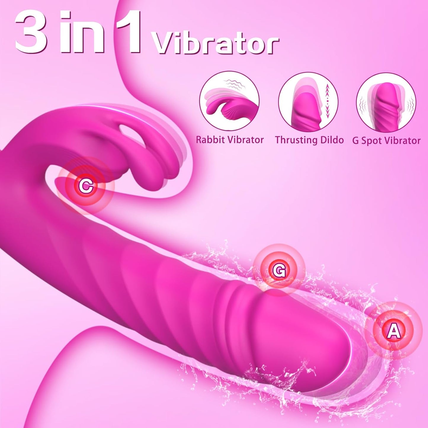 Thrusting Vibrator for Women Realistic Dildos 7 Thrust 7 Vibe Modes Rabbit Sex Toy