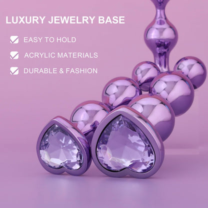 3Pcs Metal Anal Plugs Adult Sex Toys Alloy Heart Base Jewelry Design for Couples