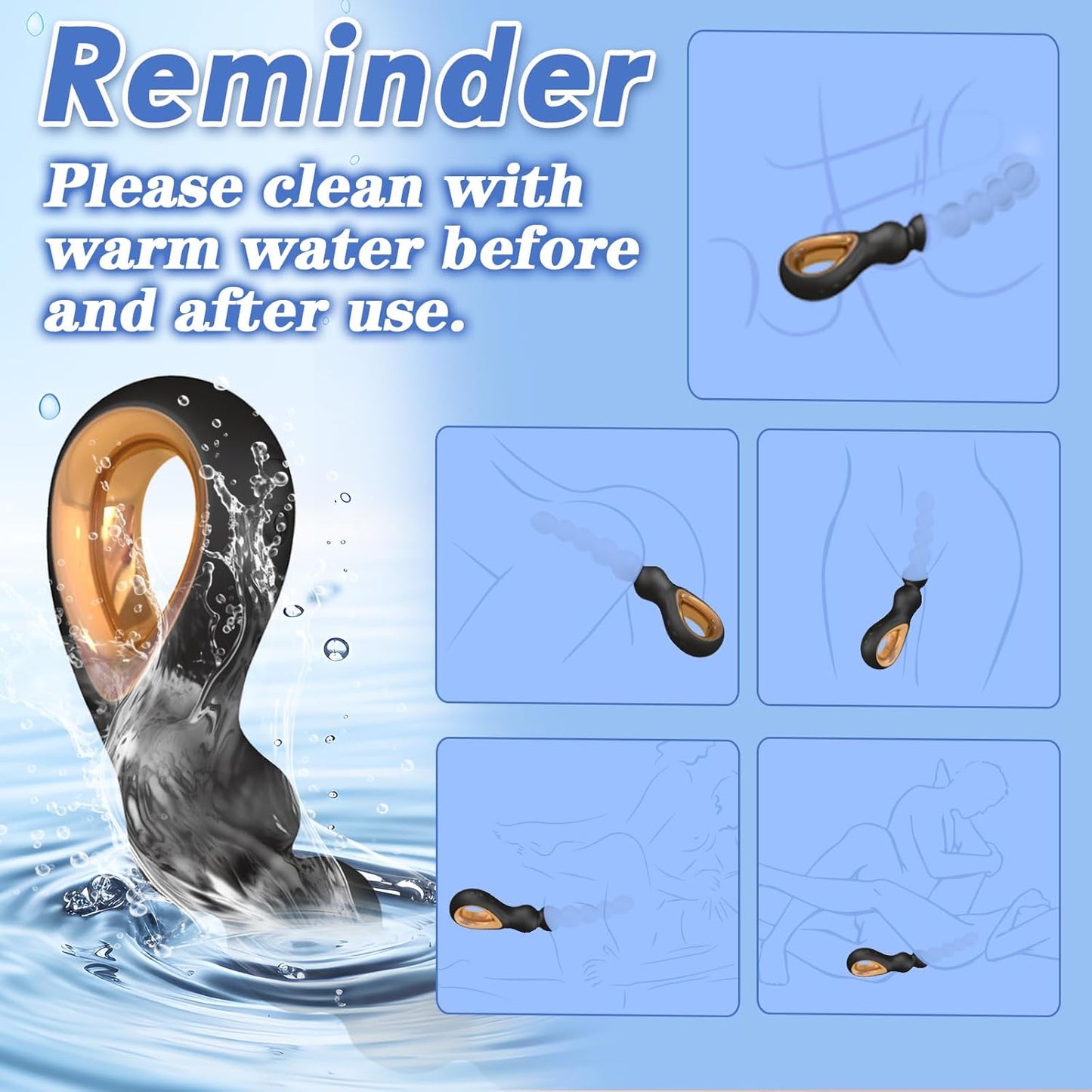 Auknut Vibrating Flexible Rechargeable Prostate Massager 10 Modes Silicone Anal Beads with Pull Ring for Couples