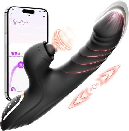 Toendi Vibrator Thrusting Dildo for Women G Spot Rose Clitoral Stimulator 10 Vib 7 Thrust Licking Rabbit Adult Toy