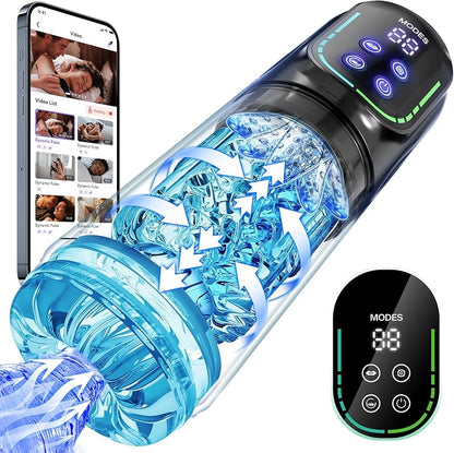 AI Sync Male Masturbator Penis Pump APP Control 3 Pump 7 Thrusting Rotating Male Sex Toy