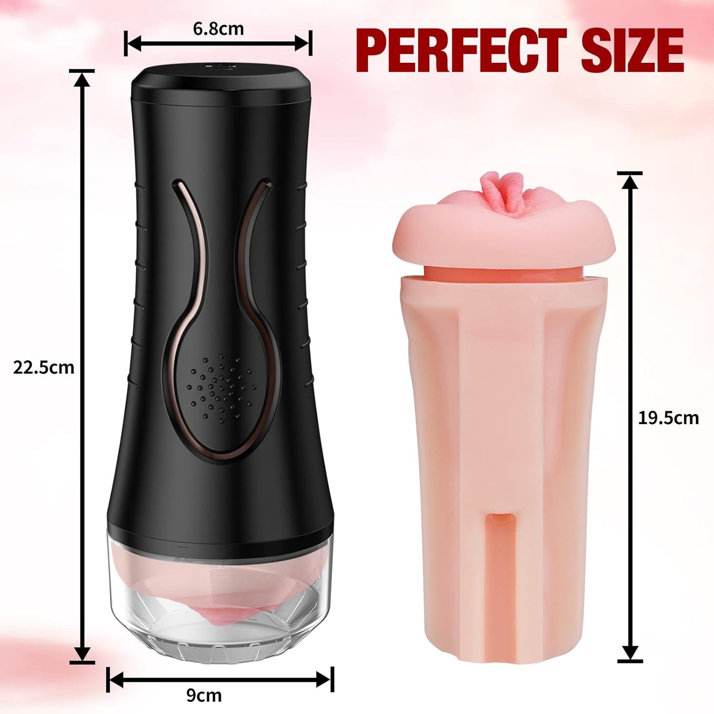 Mens Vibrating Sex Toy Male Masturbator 7.5" Depth Pocket Pussy with Lifelike Textured Vagina Soft Stroker for Adults