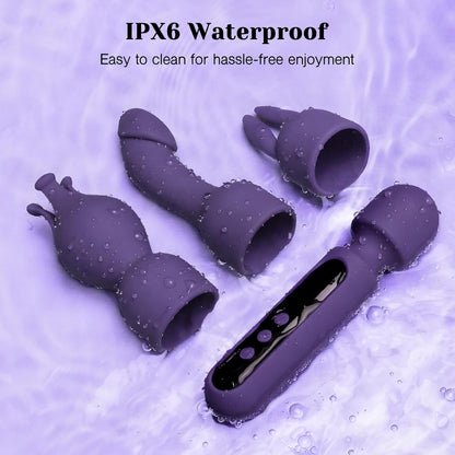 Wand Vibrator Set Couple Adult Toys 3 Attachments for Clit G Spot Glans Vibrating Dildo LCD 10 Patterns 4 Speeds