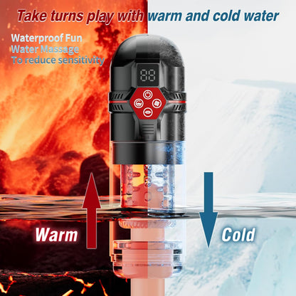 Male Enhancement Masturbator with 12S Vacuum Pump 7 Thrust Rotate Vibrate Suck Lick LCD Sex Toys