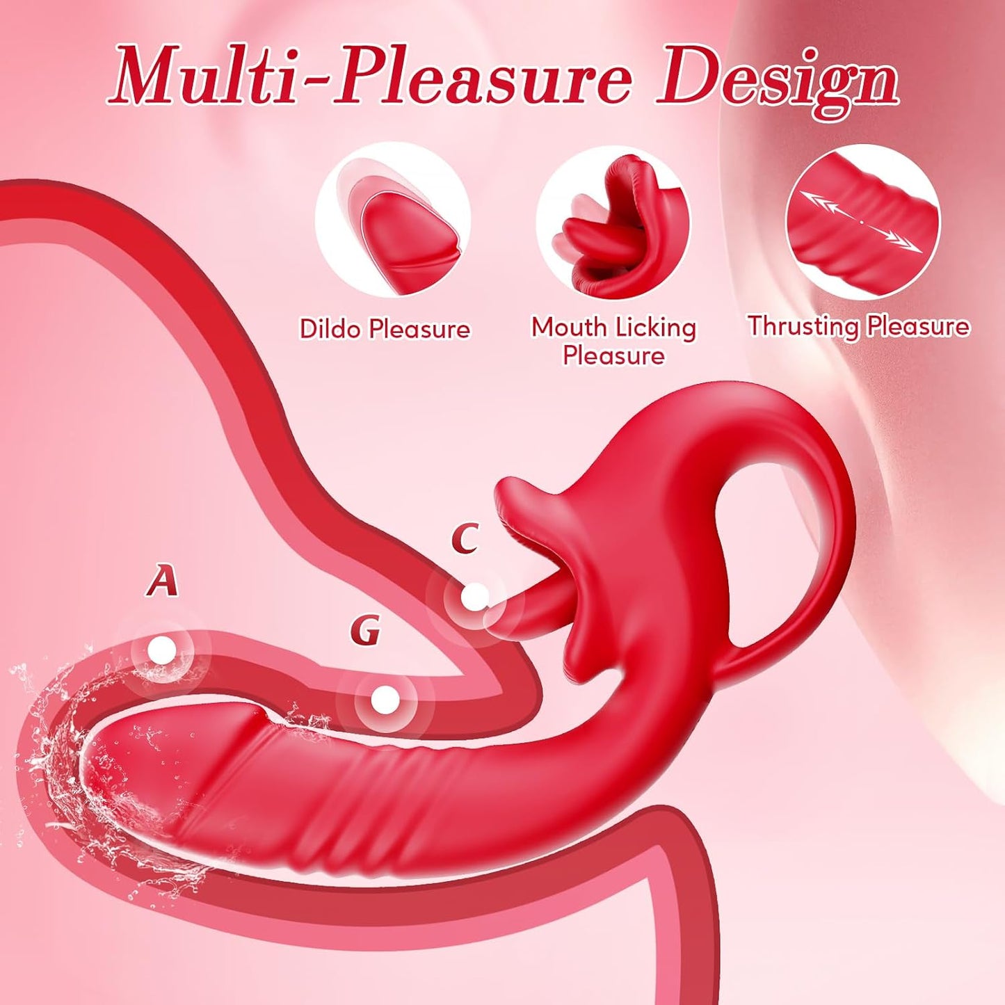 Thrusting Dildo Vibrator for Women Adult Toys 10 Thrust Vibes 10 Tongue Licking Modes Silicone Couple Stimulator Rose