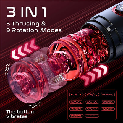 AI Sync Male Masturbator Sex Toys for Men - Adult Toy Male Sex Toys with 7 Thrusting & 7 Rotating Modes,Pocket Pussy Hands Free Sex Machine LCD Display with Visual Window & Mounting Base
