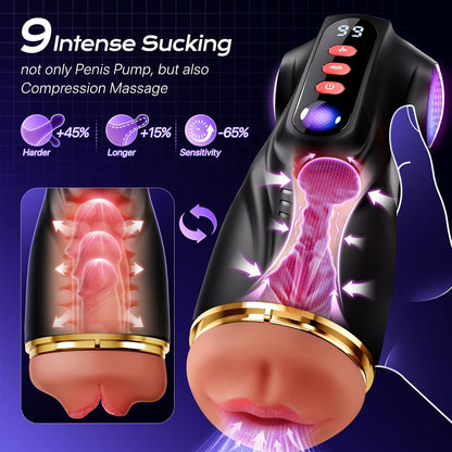 Mens Sex Toy Adult Toys - 3 Sleeves Sets AI Sync APP Male Masturbator Sex Toys for Men with 9 Sucking & 9 Vibrating, Pocket Pussy Penis Pump, Colorful Lighting Stroker Sex Kits
