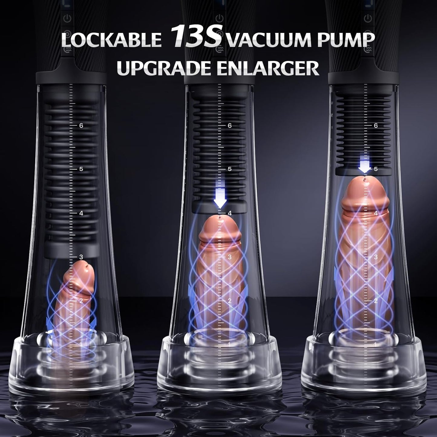 Male Masturbator Penis Pump Enlarger - Transparent Visual Male Sex Toys for Men, APP Control Vibrating Spring & Vacuum Suction with 2 Replaceable Sleeves & 6 Penis Rings for Masturbation Glans Trainer