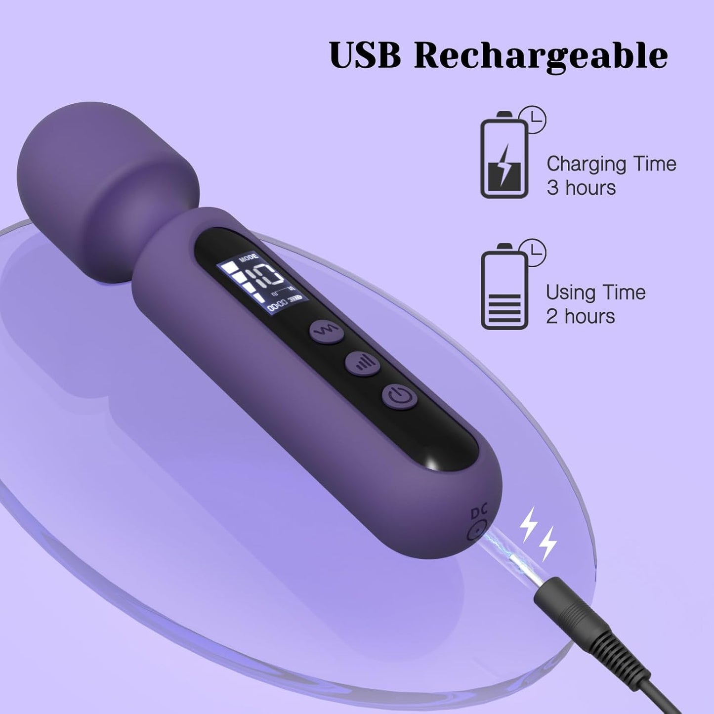 Wand Vibrator Set Couple Adult Toys 3 Attachments for Clit G Spot Glans Vibrating Dildo LCD 10 Patterns 4 Speeds