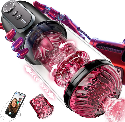 Male Masturbator Sex Toys Pocket Pussy APP Penis Pump Enlargers Auto Sex Machine with Thrust Rotate Suck Lick Power Show