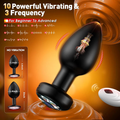 Vibrating Anal Plug 3PCS Silicone Set Remote Control 10 Vibe Modes Adult Sex Toys for Men Prostate Massager