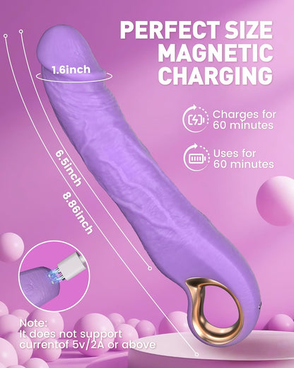 9 Inch Thrusting Vibrator Dildo Sex Toy 10 Vibes 3 Modes Waterproof G Spot Clitoris Stimulator for Women Man Purple
