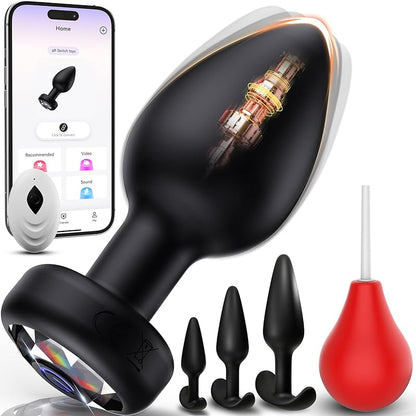 Vibrating Anal Plug 3PCS Silicone Set Remote Control 10 Vibe Modes Adult Sex Toys for Men Prostate Massager