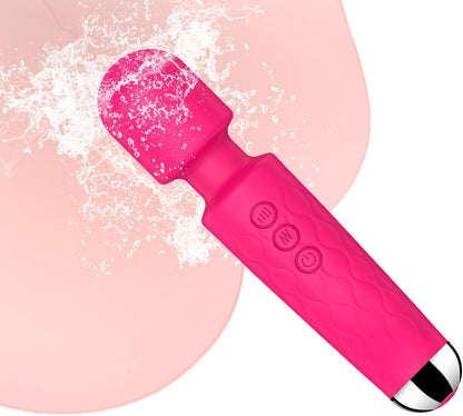 Vibrator Wand Adult Sex Toy G Spot Clit Stimulator 8 Speeds 20 Patterns Waterproof Rose Red