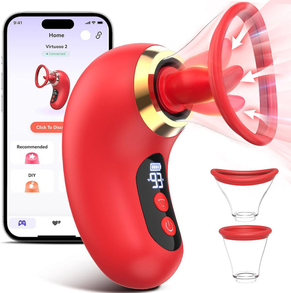 Women's Vibrator Adult Sex Toys 5IN1 Sucking Rose Vibrator 3 Sucking 9 Tongue Licking Vibrating LCD Removable Cup Toy