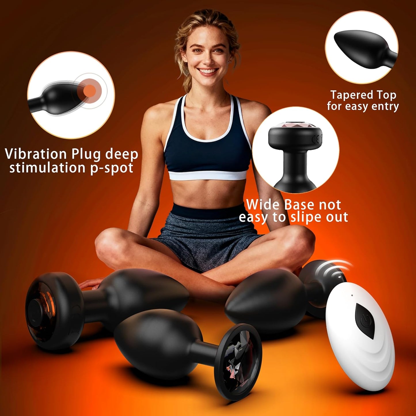 Vibrating Anal Plug 3PCS Silicone Set Remote Control 10 Vibe Modes Adult Sex Toys for Men Prostate Massager