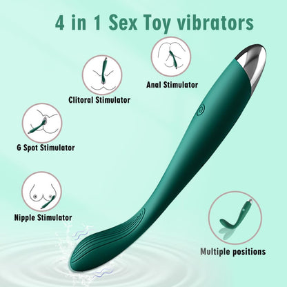 Women Adult Sex Toys Clitoral Vibrator 10 Vib Modes Finger Bullet Waterproof Strapless Anal Toys for Couples Green