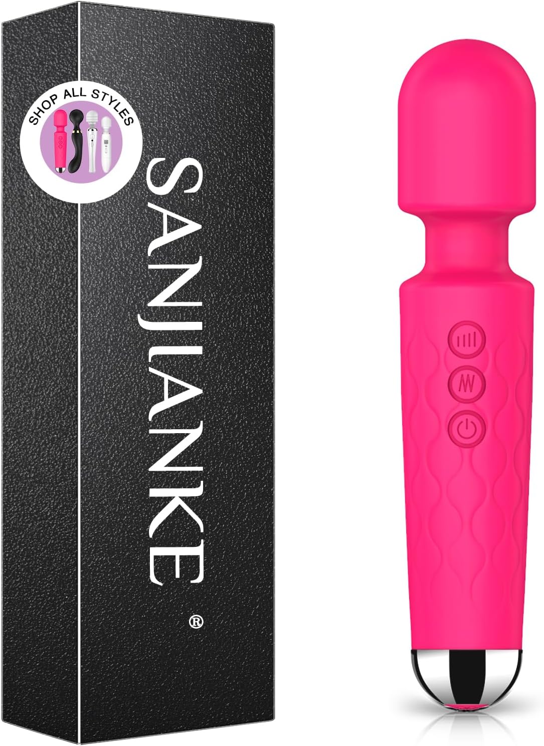 Vibrator Wand Adult Sex Toy G Spot Clit Stimulator 8 Speeds 20 Patterns Waterproof Rose Red
