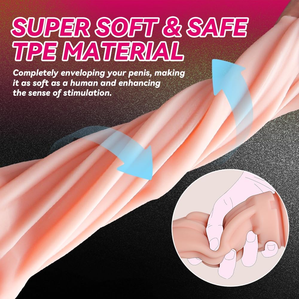 Aiccos Male Masturbator Cup Quiet Adult Toys for Men Realistic Pocket Vagina 7.5in Soft Manual