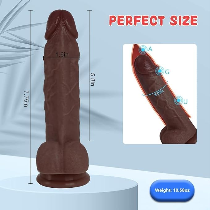 Realistic Silicone Dildo Sex Toys Safety Material for Vagina Anal Clitoral Stimulation Strong Suction 7.8Inch Brown