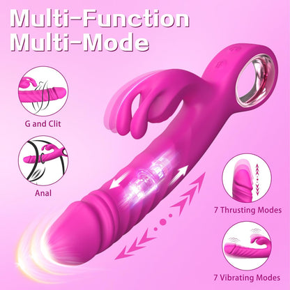 Thrusting Vibrator for Women Realistic Dildos 7 Thrust 7 Vibe Modes Rabbit Sex Toy
