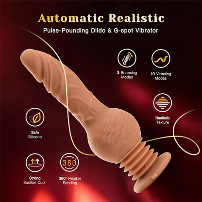 Tracy's Dog Thrusting Dildo Vibrator 9.29 Inch Realistic Silicone for G Spot Anal 10 Vib 3 Bounce Adult Toys