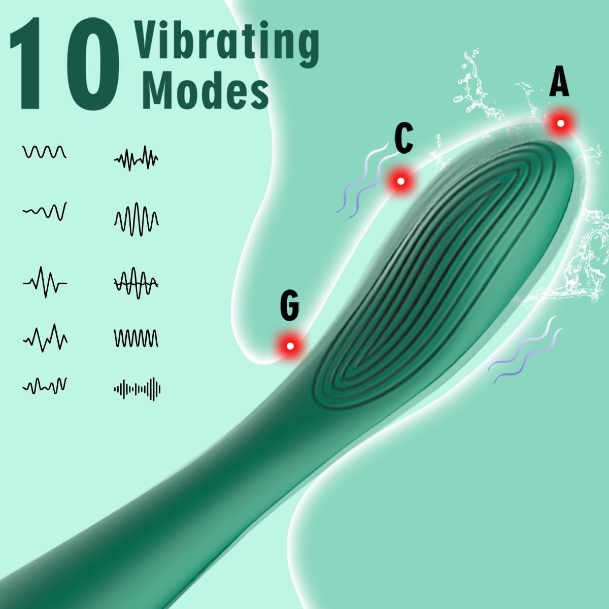 Women Adult Sex Toys Clitoral Vibrator 10 Vib Modes Finger Bullet Waterproof Strapless Anal Toys for Couples Green