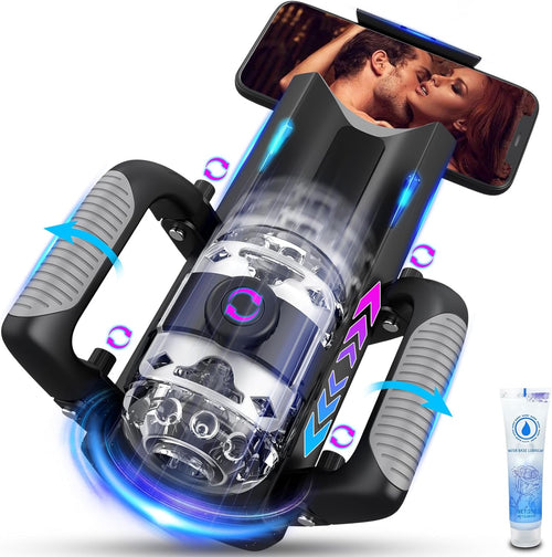 Male Masturbator Sex Toy Hands Free Pocket 12cm Thrust Automatic Adult Toy with Phone Stand Foldable Handle
