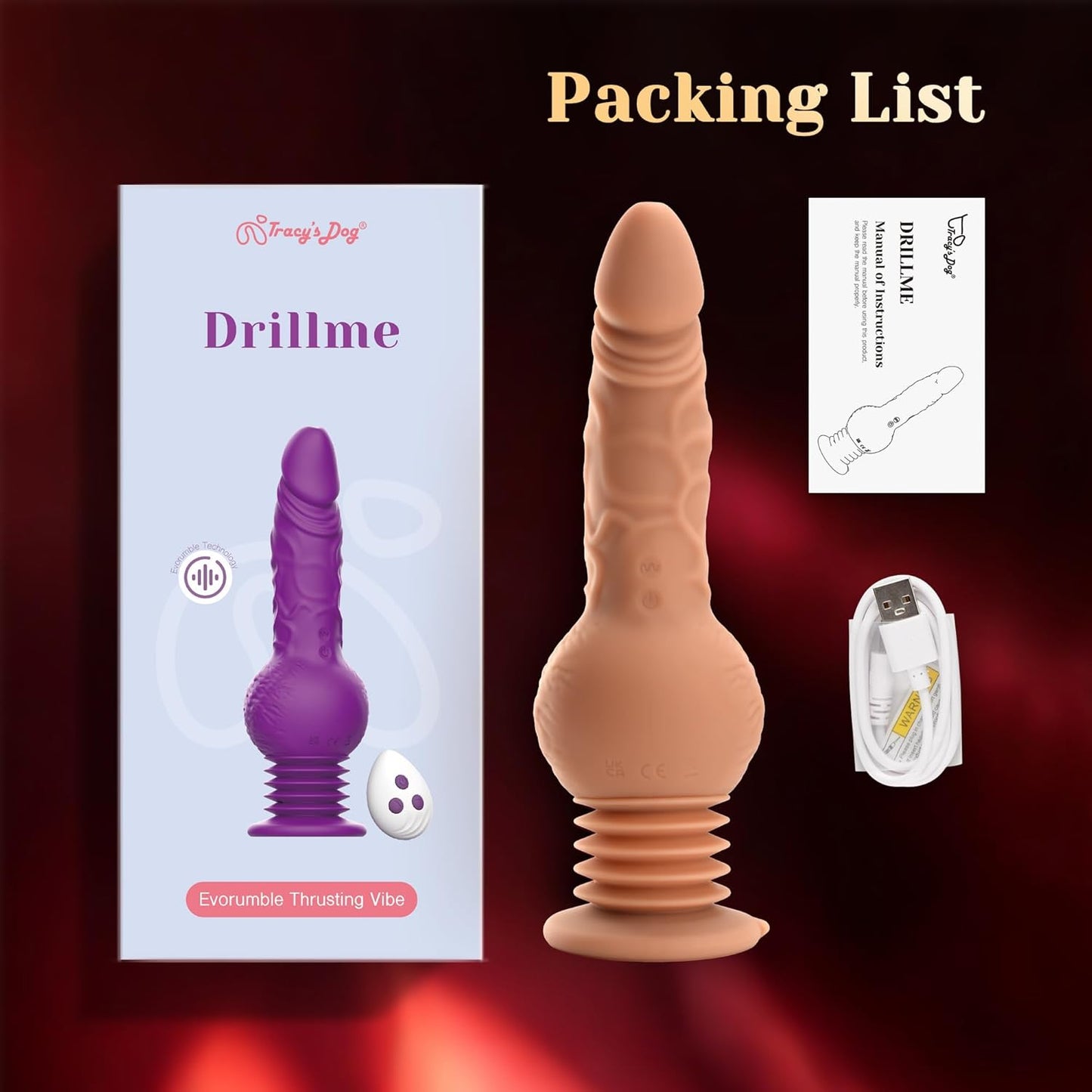 Tracy's Dog Thrusting Dildo Vibrator 9.29 Inch Realistic Silicone for G Spot Anal 10 Vib 3 Bounce Adult Toys
