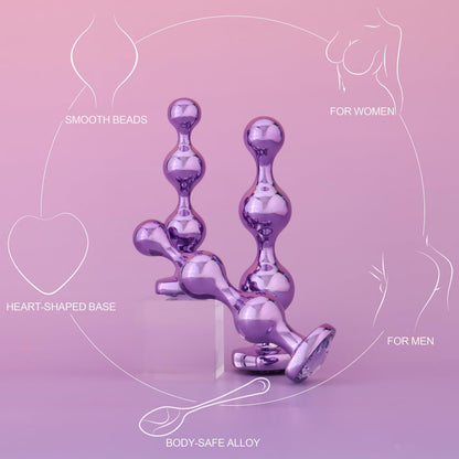 3Pcs Metal Anal Plugs Adult Sex Toys Alloy Heart Base Jewelry Design for Couples