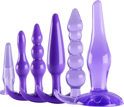 6PCS Beginner Anal Trainer Kit Silicone Prostate Massager Set Purple