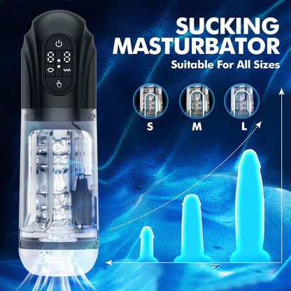 Upgraded Automatic Sucking Male Masturbator Cup 10 Vibrating Suction Modes Hands Free Blowjob Pocket Pussy 3D Textured