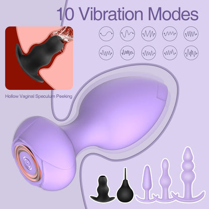 6 Pack Silicone Vibrating Anal Plug Set Remote Control Adult Toys for All Beginners Purple