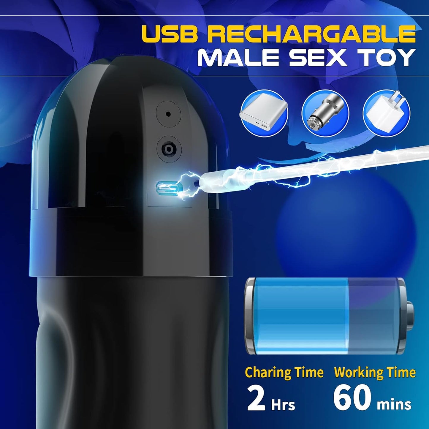 Movakativ Male Masturbator Adult Sex Toys for Men 10 Vibration 5 Suction Soft TPE 6.7 Inch Hands Free Cup