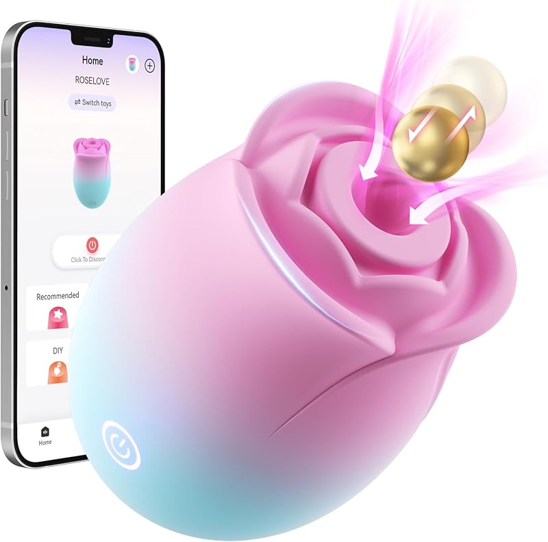 Sex Toys Rose Dildo Vibrator - Upgraded Adult Toys with 5 Sucking & Vibrating Modes for Women Clitoral Nipple, Rose Sucker Sex Toy Clitoral G Spot Vibrators for Woman Couples Adult Sex Games