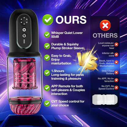 Male Masturbator Sex Toys Pocket Pussy APP Penis Pump Enlargers Auto Sex Machine with Thrust Rotate Suck Lick Power Show