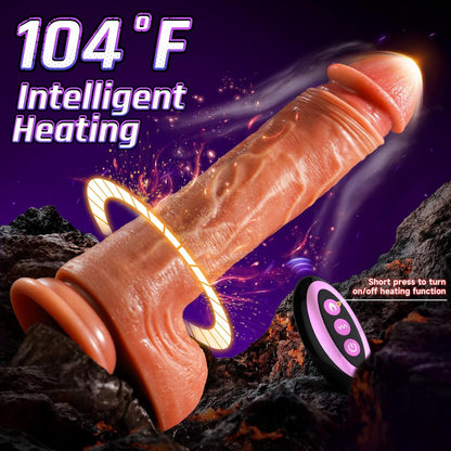 Thrusting Vibrating Heating Dildo Sex Toy - 9 Modes Penis Shaped Adult Toy for Women G Spot Anal Fun