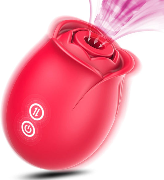 Rose Dildo Vibrator Sex Toys - Enhanced Adult Plaything with 5 Sucking Vibrating Modes for Women Clitoral Nipple G Spot