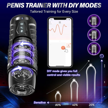 AI Sync Male Masturbator 7 Thrust Rotate Modes Pocket HandsFree Sex Machine LCD Visual Window Mount Base