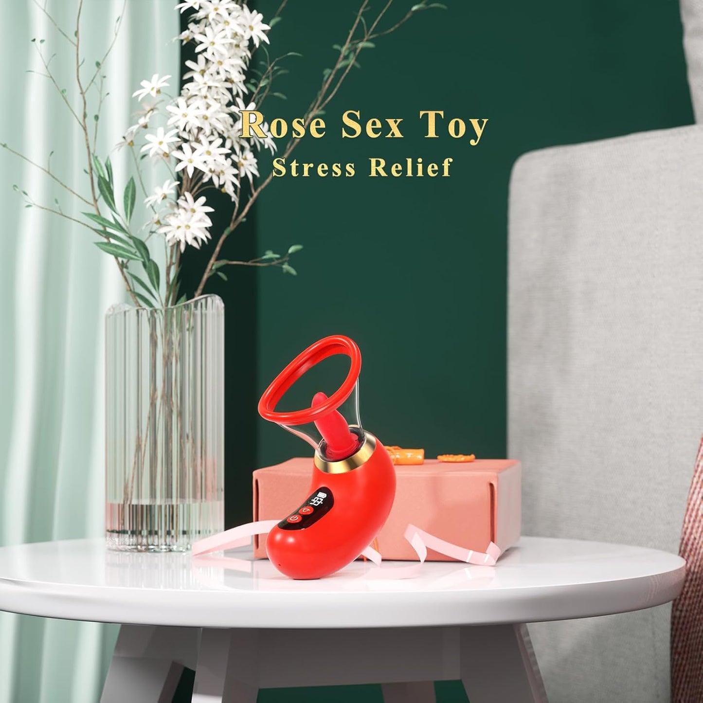 Women's Vibrator Adult Sex Toys 5IN1 Sucking Rose Vibrator 3 Sucking 9 Tongue Licking Vibrating LCD Removable Cup Toy